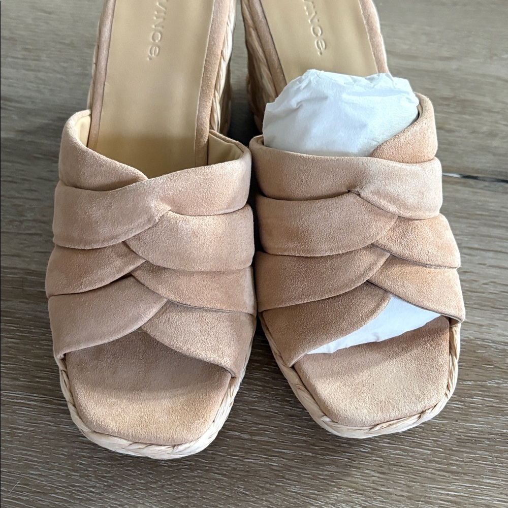 NEW [Vince] Gilian Suede Woven Wedge Heel Espadrille Padded Sandals Women’s 8 - Picture 8 of 13